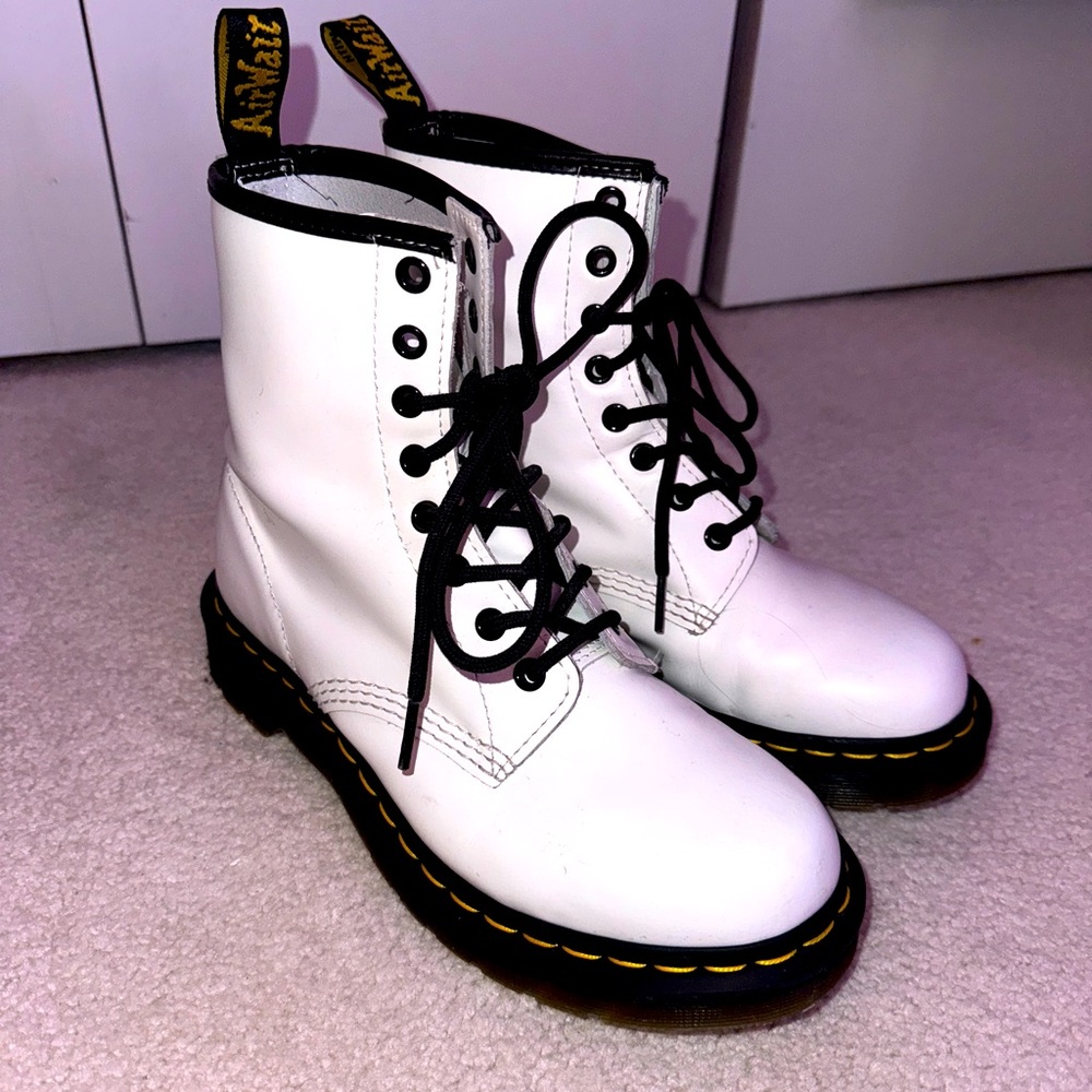 Dr. Doc Martens White Combat Boot, Never Worn, Size 8